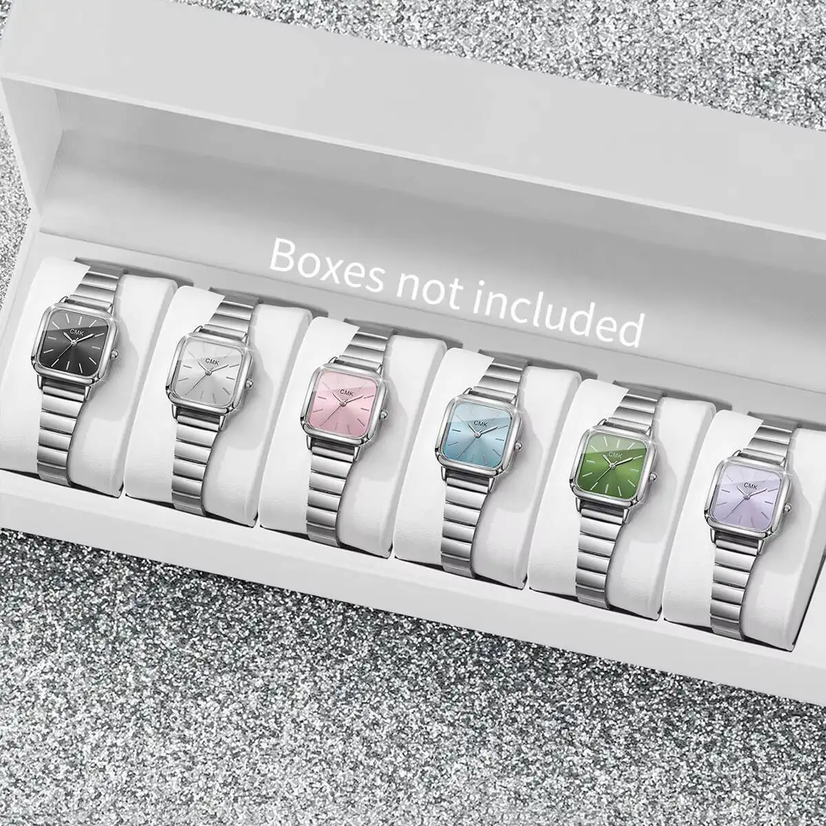 2/3/4/5/6PCS Fashion Square Women Watches Set Ultra-thin Stainless Steel Strap Quartz Wristwatch Girls Clock（Without Box）