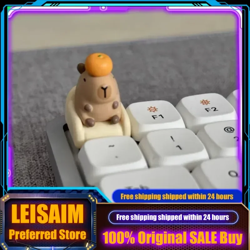 

Колпачки для клавиш на заказ на тему капибары для механической клавиатуры, ручная роспись, смола, крестовая ось, аксессуары для игровой клавиатуры, уникальный подарок