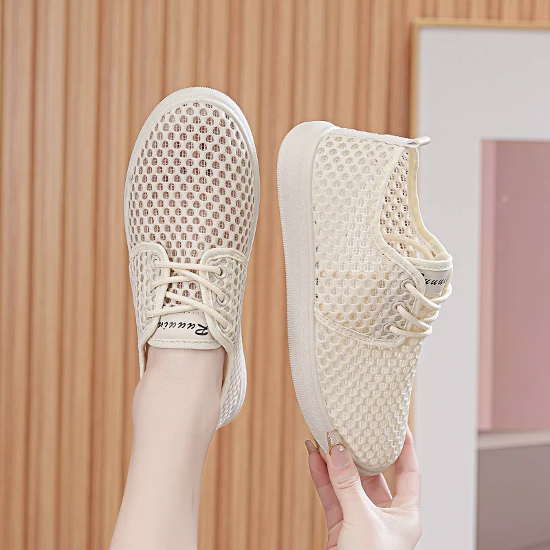 

Beijing Ladies' Breathable Mesh Dance Shoes Comfortable Hollow out Design Square Dancing Shoes Casual Sporty Flat Heels