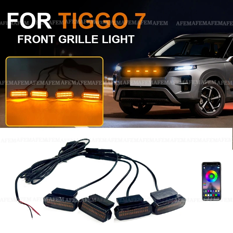 FOR Jaecoo TIGGO 7 LED Front Grille Light Car Daytime Runx1ning Light Wheel Eyebrow Lamp For Pickup Offroad 12V
