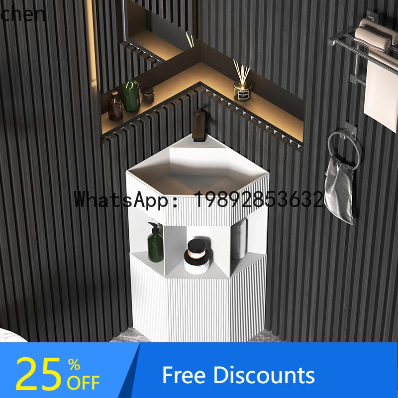 

B1 triangular column basin washbasin integrated artificial stone pillar basin corner triangular drop washbasin