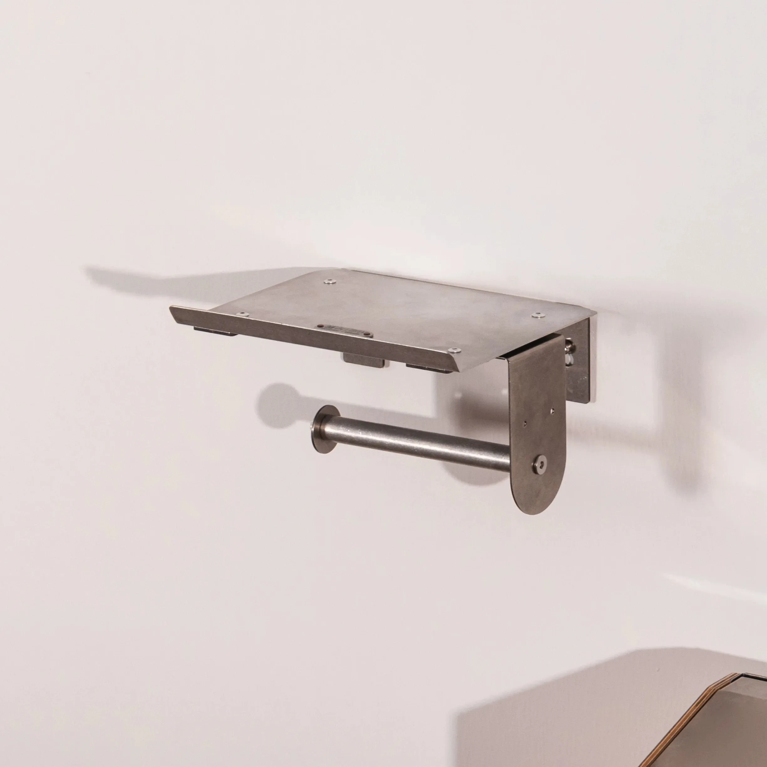 Minimalist Wall Mount Paper Towel Holder with Shelf Stainless Steel Hanging Tissue Roll Home Bathroom Kitchen Storage Organizer