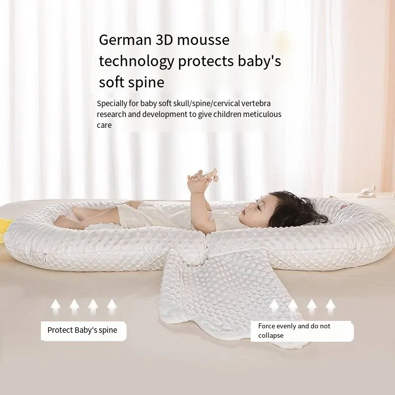 Portable Newborn Baby Crib Portable Bed Cotton Lace Womb-shaped Sleep Bed Co-sleeping Mattress