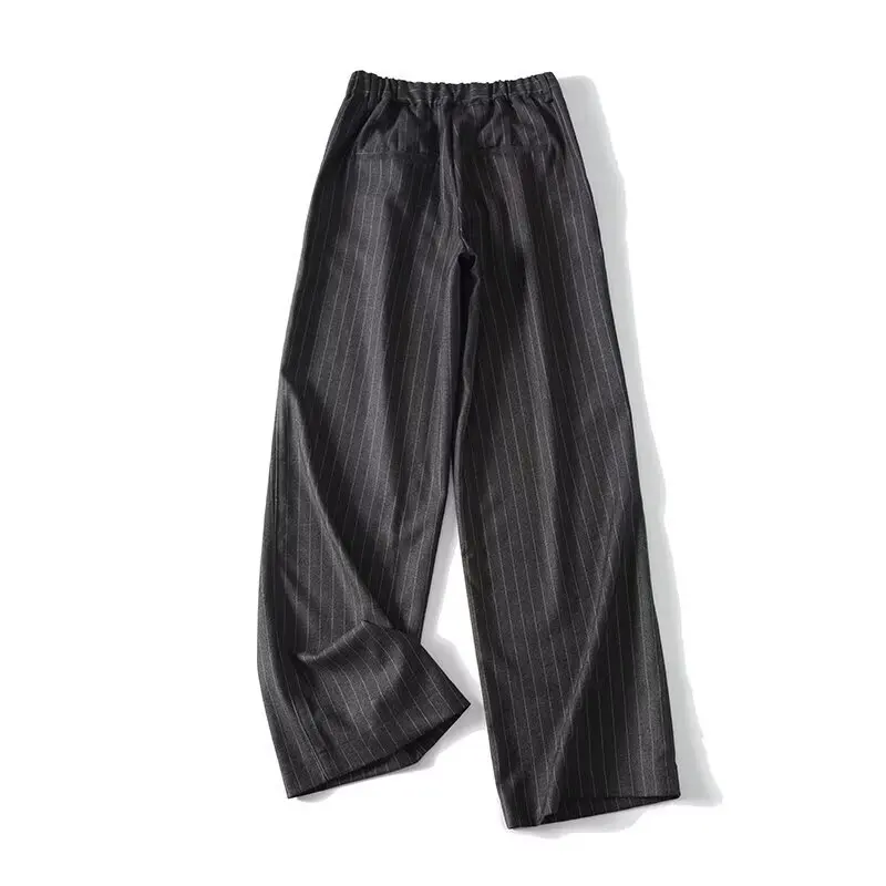 

Maxdutti Woman ClothesFrench Fashion Office Lady Minimalist Retro Striped Trousers For Commuting Casual Elegant Loose Women's Pa