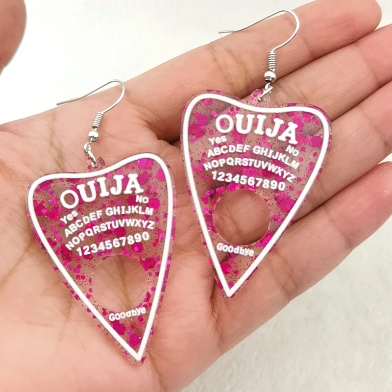 Ouija Board Earrings Ouija Board Flatback Glitter Sequins Resin Earrings Quirky Unique Kawaii Cute Emo Goth Earrings