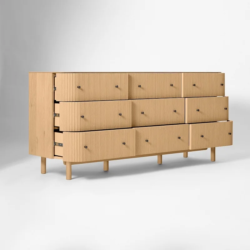 

Wood color 9 drawer dresser, bedroom home furniture