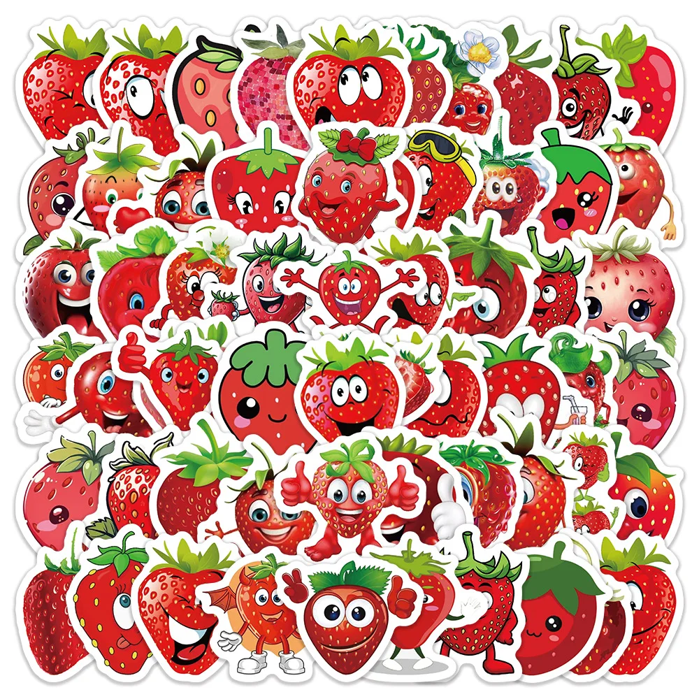 

10/30/60PCS Cartoon Fruit Strawberry Cute Graffiti Sticker Decoration Car Phone Case Notebook Luggage Waterproof Decal Kids Toy