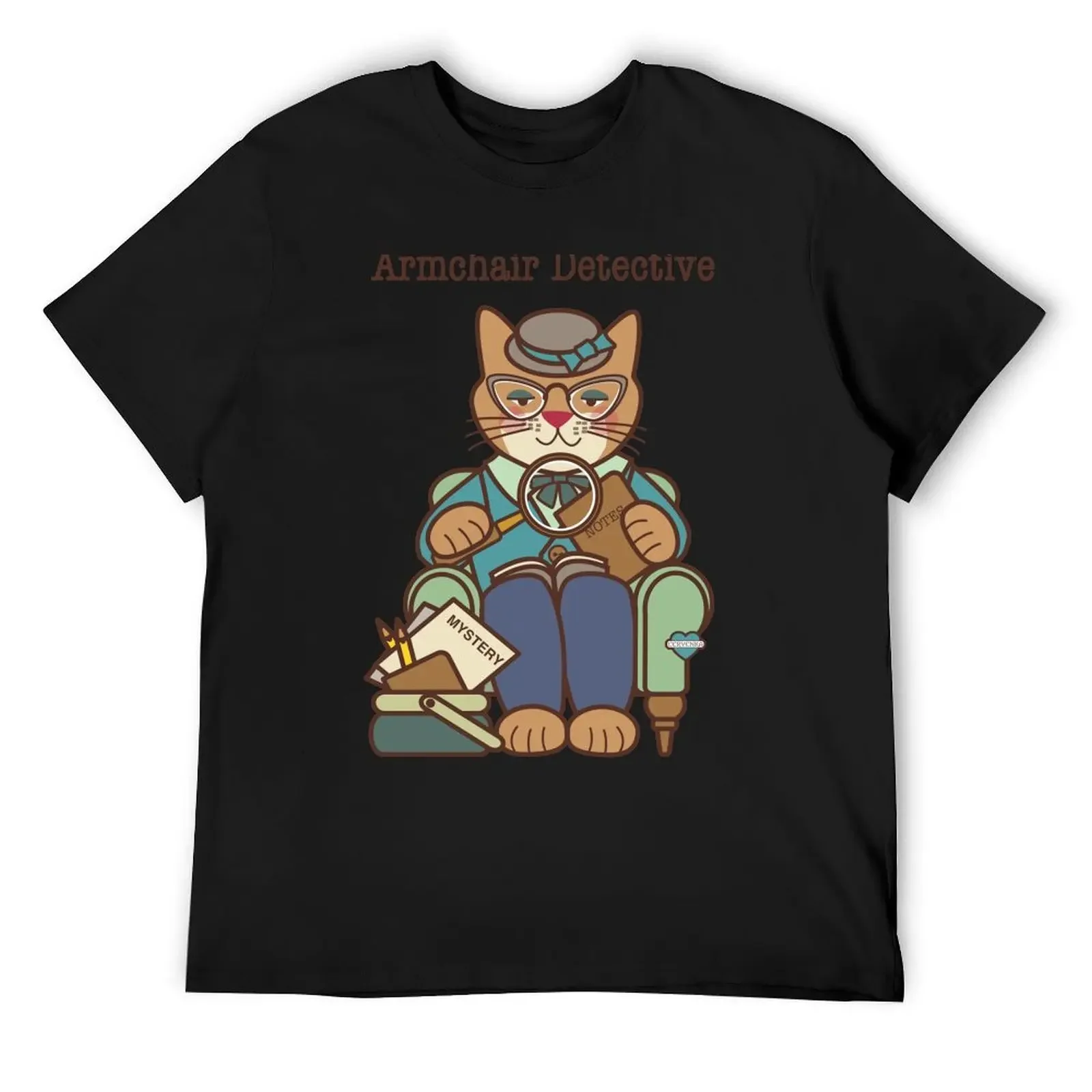 Armchair Detective, Cat, Woman T-Shirt custom t shirt custom shirt quick-drying graphic t shirt vintage clothes for men