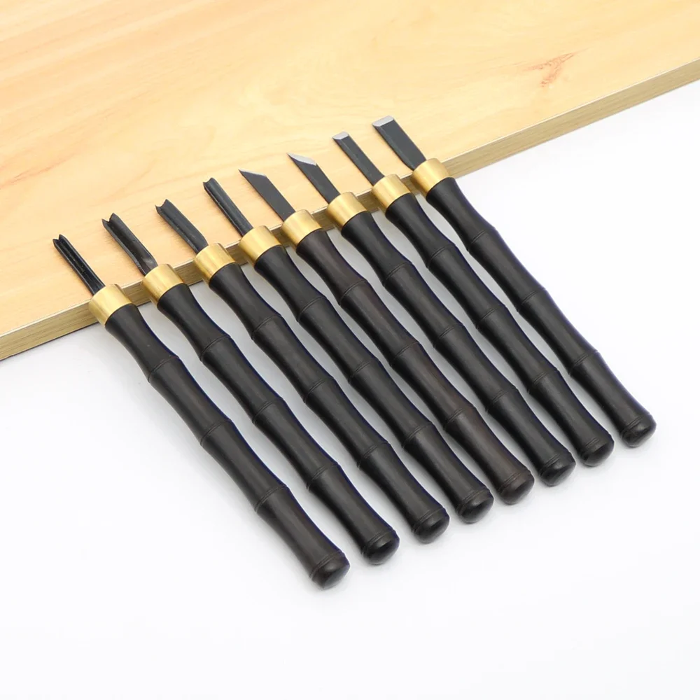 8Pcs/Set Wood Carving Chisels Set with Canvas Bag Hand Woodworking Carving Tools