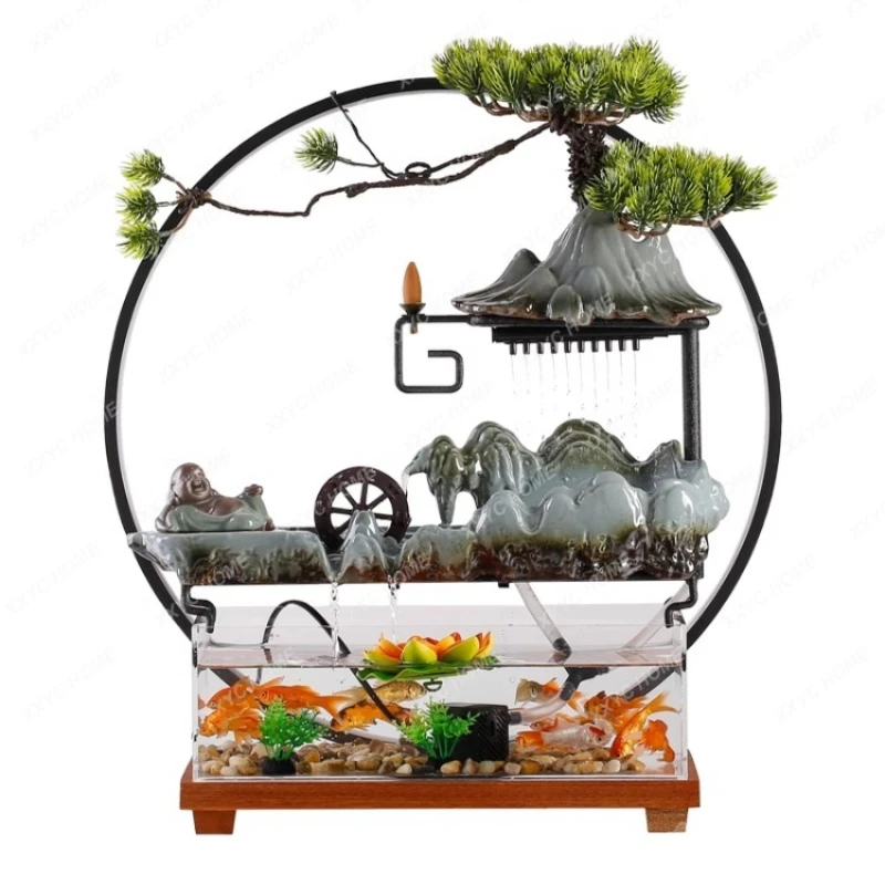 

Fish Globe Flowing Water Ornaments Circulating Water Fountain Landscape Home Desktop Aquarium Decorative Landscaping