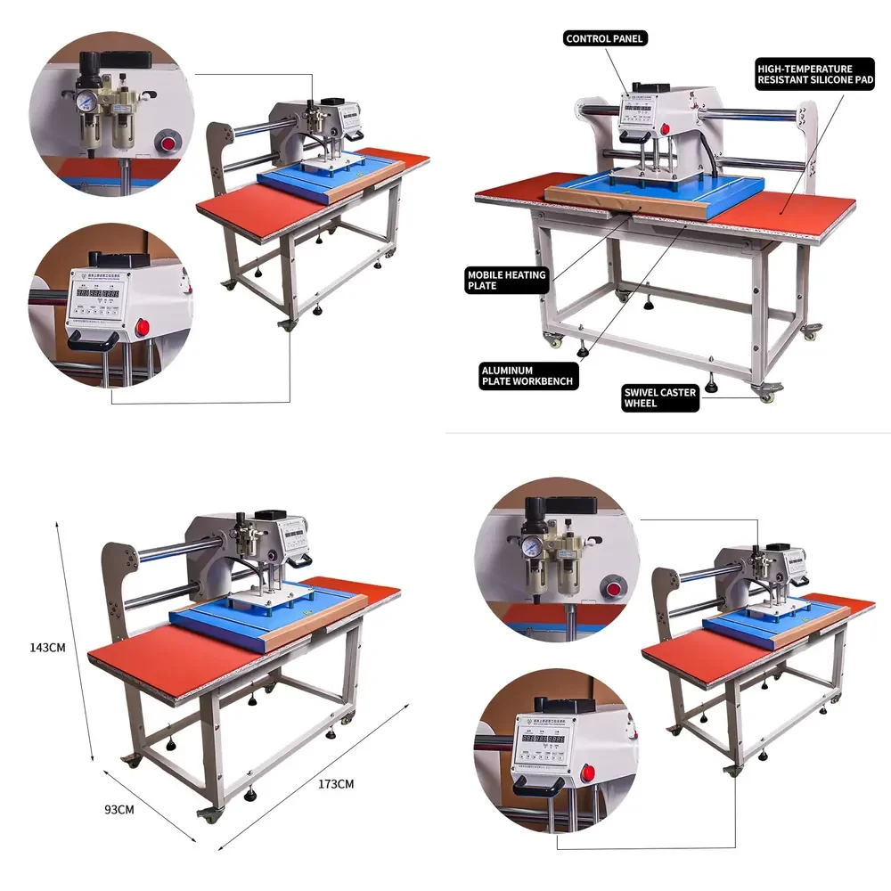 

60X80 Large Table Sliding Type Pneumatic Double-Station Hot Stamping T-shirt Heat Press Printing Machine