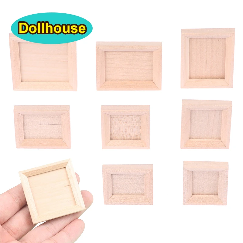 1:12 Bingkai Foto Miniatur Rumah Boneka dengan Penutup Belakang Model Furnitur Simulasi Dekorasi Adegan Ruang Tamu Mainan Aksesori Rumah Boneka