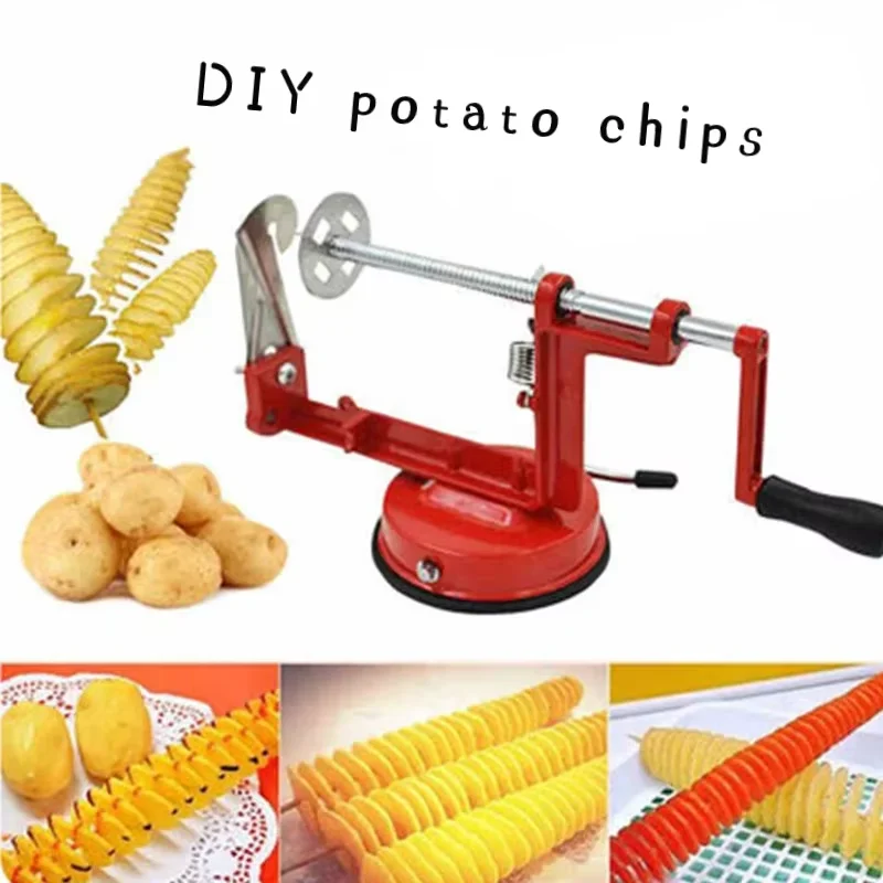 

Red Twisted Potato Apple Slicer Spiral French Fry Cutter Slicer Kitchen Fruit Tools