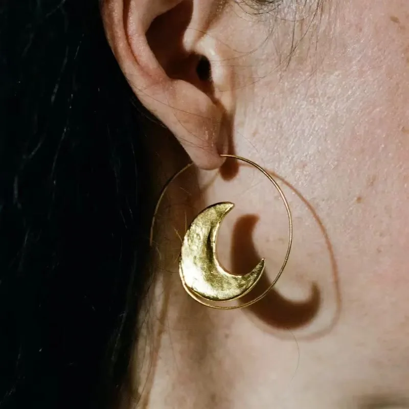 Withered Asymmetric Moon Earhook Simple Earrings Jewelry Earrings Women's Earrings Ear Cuffs