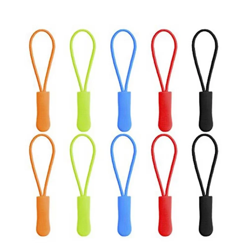 20/10pcs High quality Travel Clothing Suitcase Tent Backpack Ends Lock Zips Zip Puller Replacement Zipper Pull Cord Rope Pullers