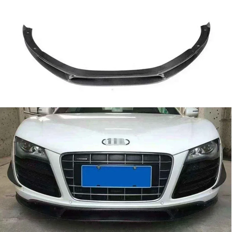 For R8 2012-2015 Front bumper lip splitter Carbon fiber front Bumper Spoiler V Style Car Tuning parts