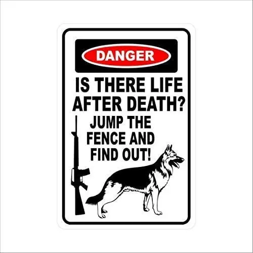 External aluminum metal sign, German Shepherd warning sign, danger of death, AR 15 sign sign