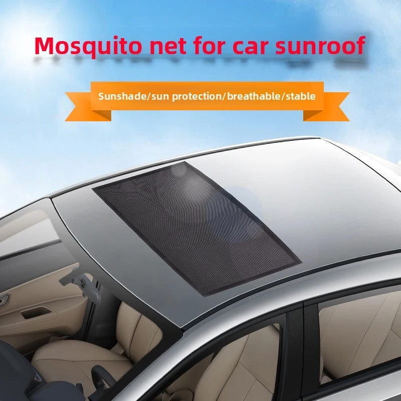 Car sunroof sunshade, magnetic mosquito-proof screen for car roof, net, heat-insulating and sun-protective car curtain,