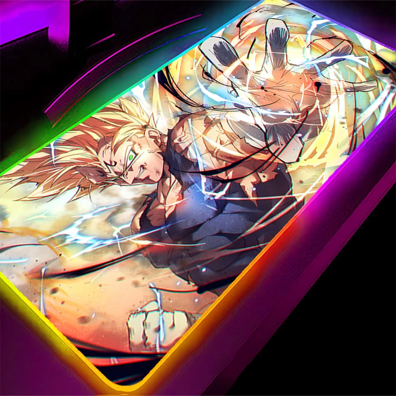 

RGB Mouse pad Dragon Ball Trunks Mini Pc professional eSports game players Speed Lock Edge Rubber Desk LED Mousepad Keyboard Mat