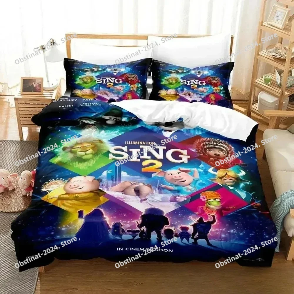 3D Print Cartoon Sing 2 Bedding Set Printed Duvet Cover Pillowcase Single Double Style Queen King Size Sets
