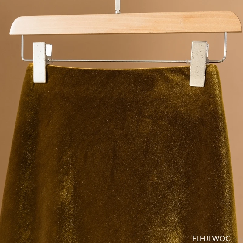 بلينغ برايت حورية البحر المخملية التنانير الكورية نمط مثالية للتخسيس تشكيل امرأة الخريف عالية الخصر مثير طويل سبليت ماكسي التنانير