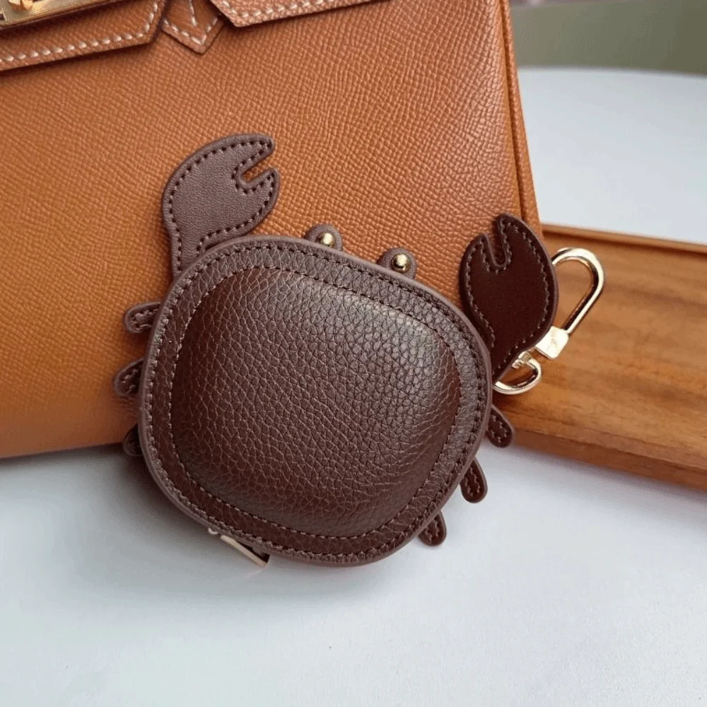 Mini portafoglio cartone animato granchio portamonete portachiavi carino piccola borsa granchio ciondolo in pelle PU zaino gancio cerniera borsa per auricolari da donna