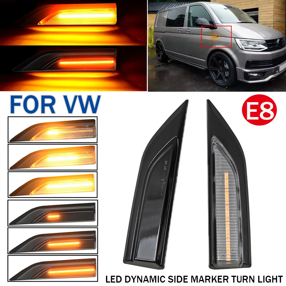 2 Pieces For VW Transporter T6 Multivan Caddy 2015-2019 Led Dynamic Side Marker Turn Signal Light Sequential Blinker Light