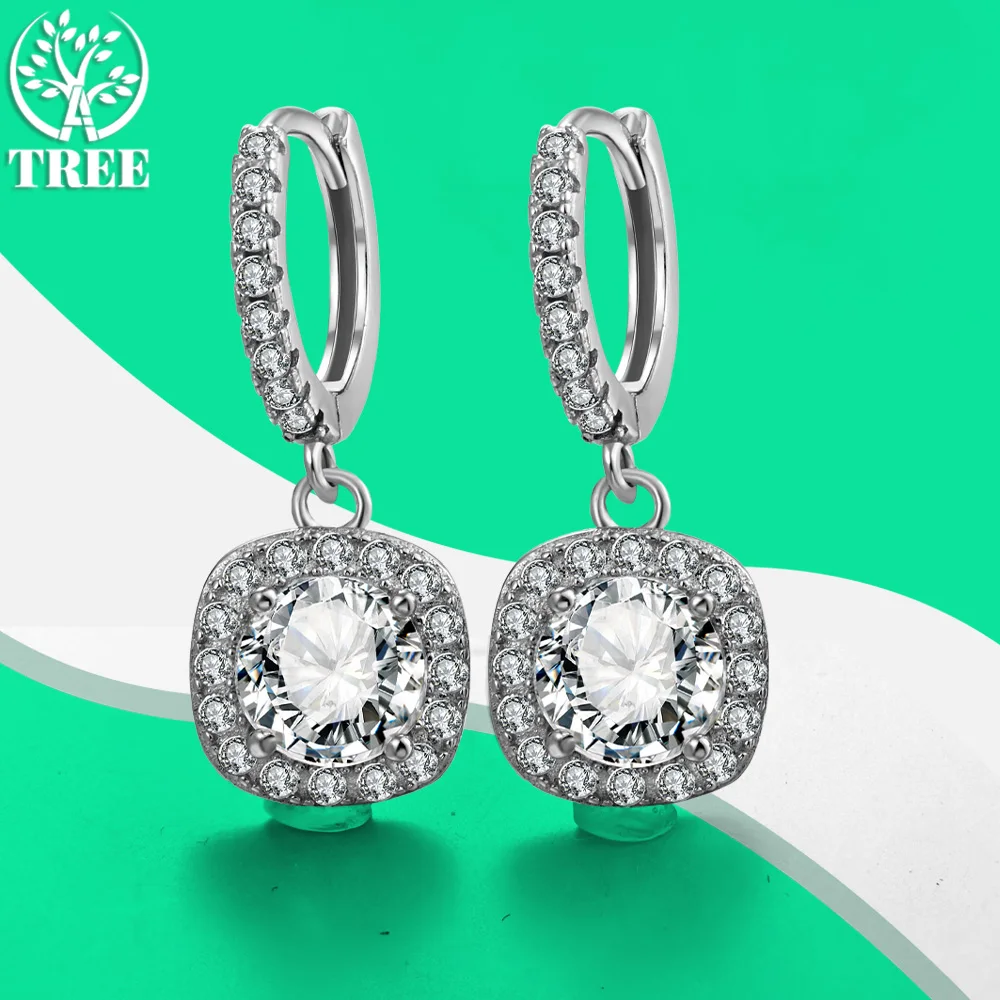 

ALITREE 1 Carat Moissanite Earrings for Women Brilliant Round Cut Lab Created Diamond 925 Sterling Silver Eardrop Jewelry Gifts