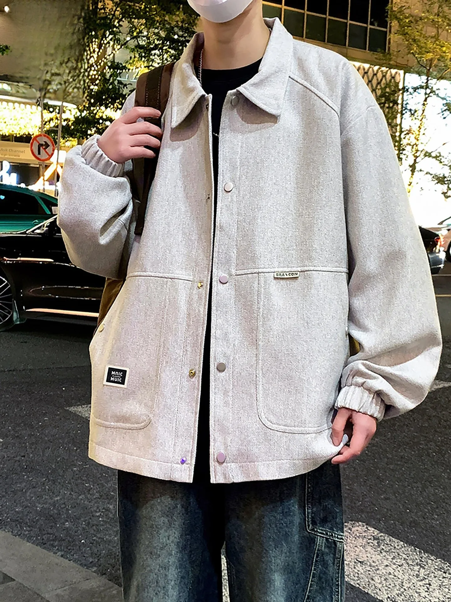 

Повседневная мужская куртка с капюшоном, весенняя свободная рабочая одежда, модная молодежная верхняя одежда на молнии с длинными рукавами из полиэстера