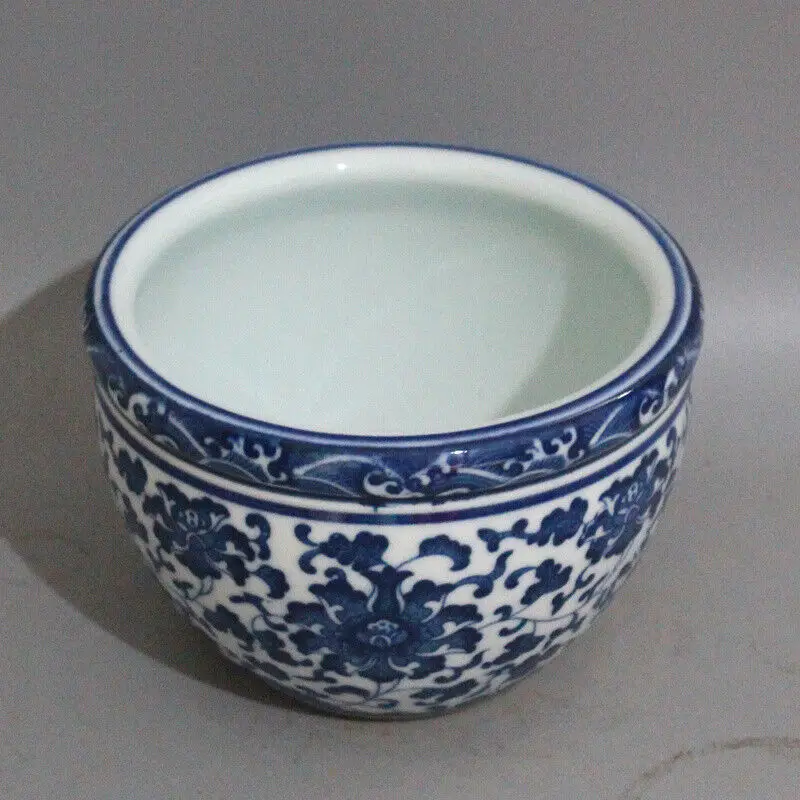Chinese Blue and White Porcelain Jar Qing Qianlong Lotus Pattern Pot 5.3 inch