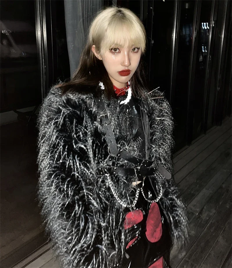 Black Mall Goth Harajuku Coats Women Fairy Grunge Punk Emo Alt