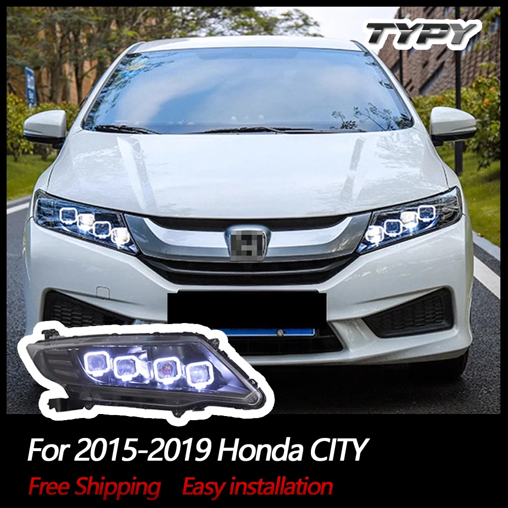 

Автомобильная фонарь для Honda CITY 2015-2019, светодиодный проектор, передняя фара, дневные ходовые огни, автомобильные аксессуары