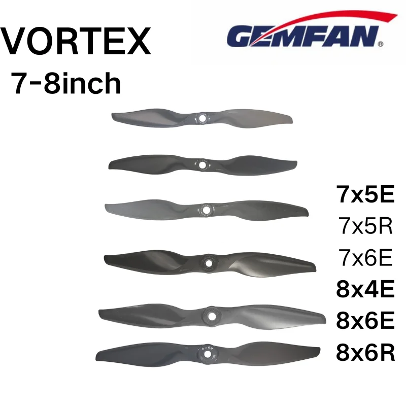 7-8in VORTEX Prop 7x5 E 7x6R 8x4E 8x6 R Electric Propeller GEMFAN Nylon Props for Airplane RC Fixed Wing Model Outperform APC 4P
