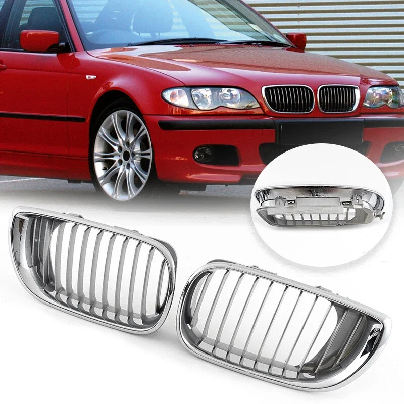 

For BMW 3series 4door E46 2002 - 2005 Brand New Chrome Front Bumper Grille Chrome Grill mesh OEM 51132158542 51132158543