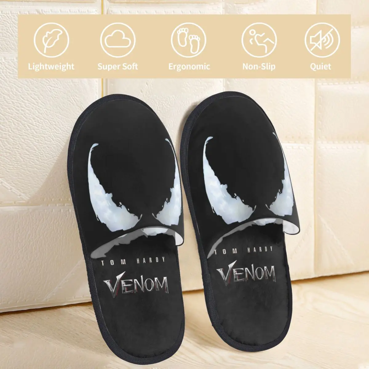 2024 Movie Venom The Last Dance Indoor Slippers with Memory Foam Slipper Gift for Unisex House Shoes with Anti-Skid Sole