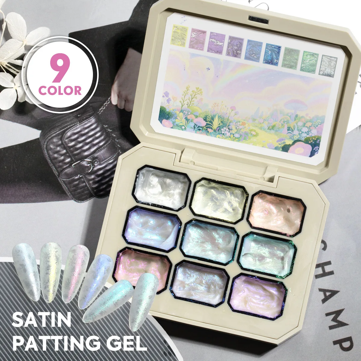 

9-цветный атласный набор гель-лаков для ногтей с градиентом, полуперманентный замачиваемый УФ-светодиодный гель-лак для дизайна ногтей для маникюра