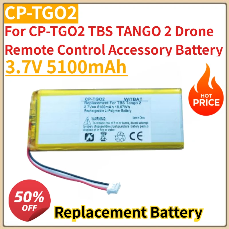 

New High Quality CP-TGO2 Li-polymer Battery 3.7V 5100mAh for CP-TGO2 TBS TANGO 2 Drone Remote Control Accessory Battery