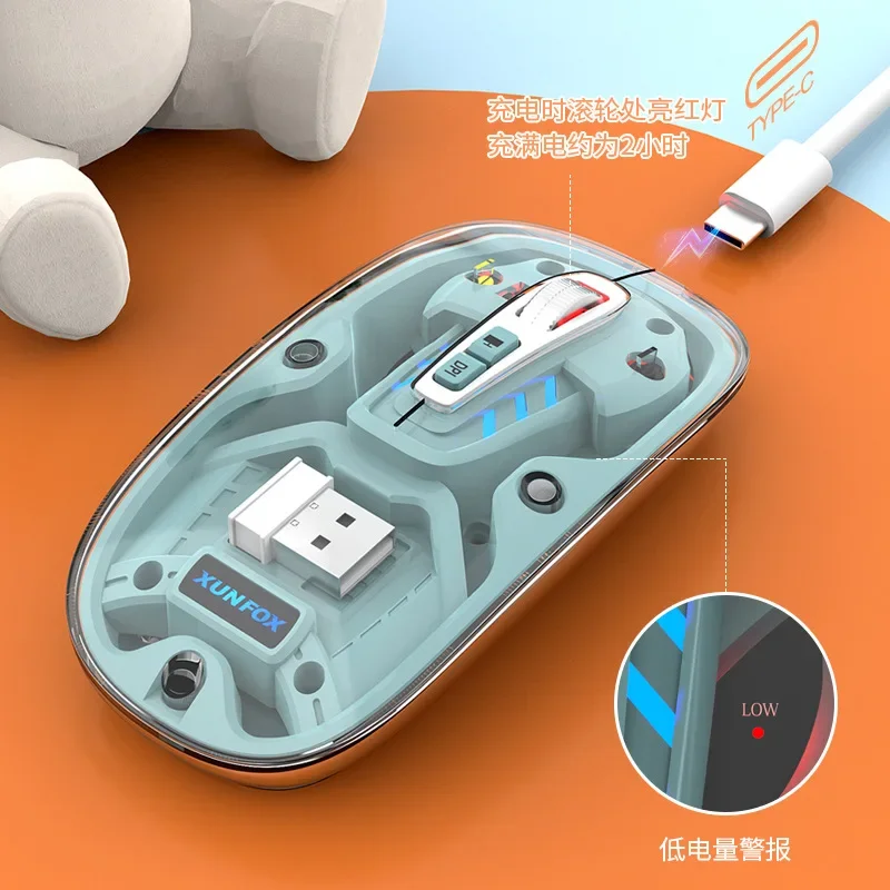 XYH55 Bluetooth Drahtlose Transparente Maus Stumm Dual Modus Desktop Computer Notebook Büro Business USB