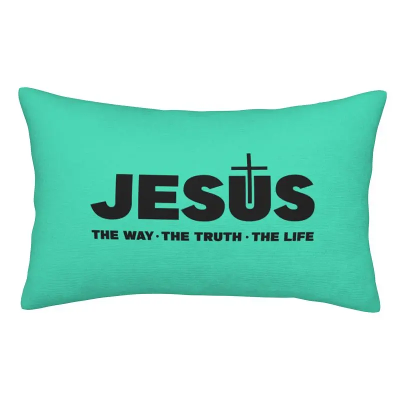 Custom Jesus Christ The Way The Truth The Life Nordic Throw Pillow Covers Religion Cross Christian Faith Pillow Case Rectangle