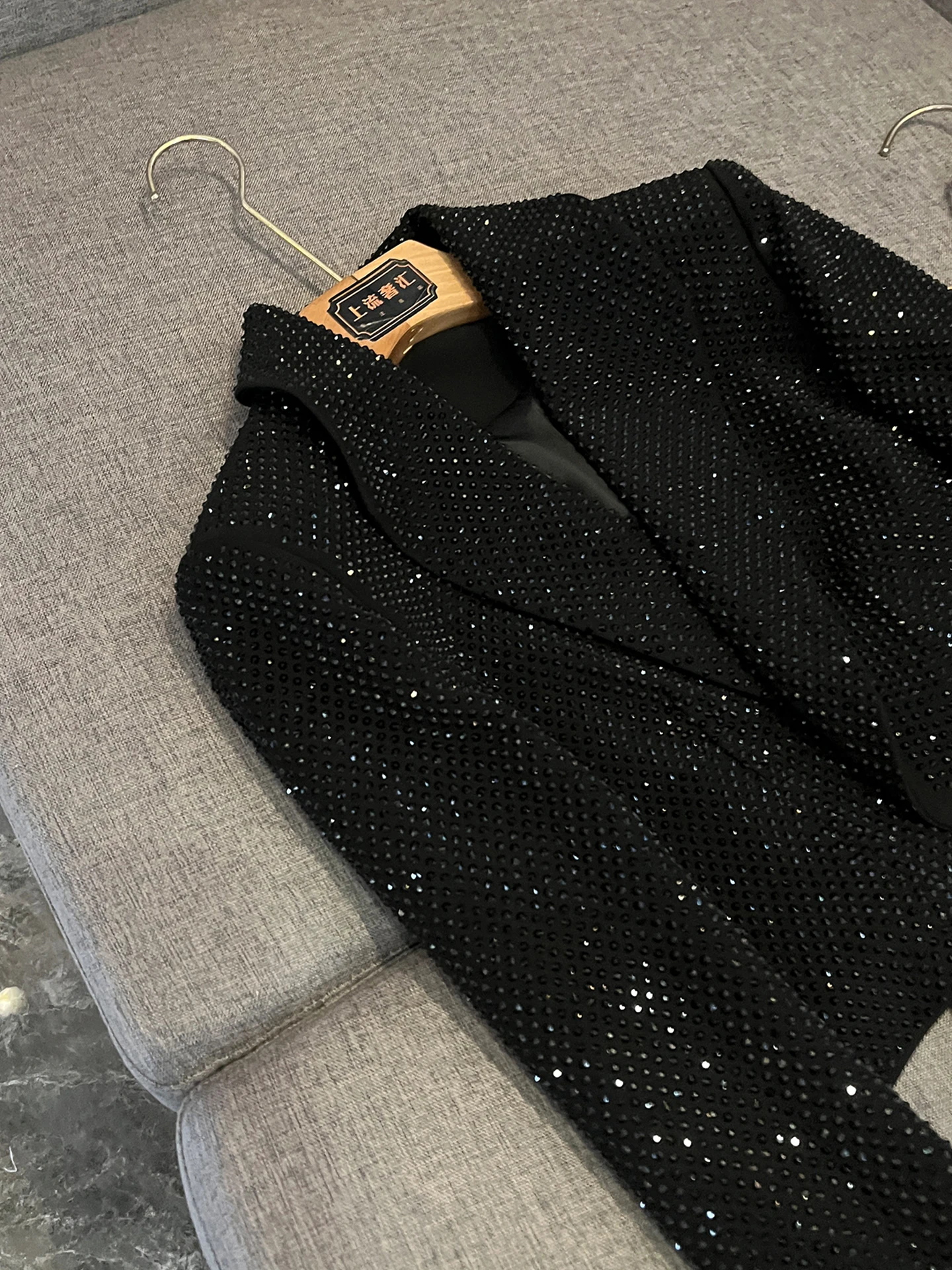 Costume femme haut de gamme Jaet strass lourd minceur polyvalent Faionable automne hiver trajet Sle Long Sve DK