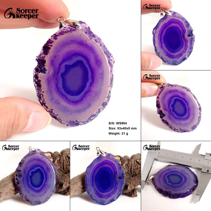 الطبيعية عناقيد كريستالية الأحجار الكريمة والمجوهرات مصقول الأوجه الأرجواني شريحة العقيق الخرز الخام الفن قلادة قلادة للرجال AA074