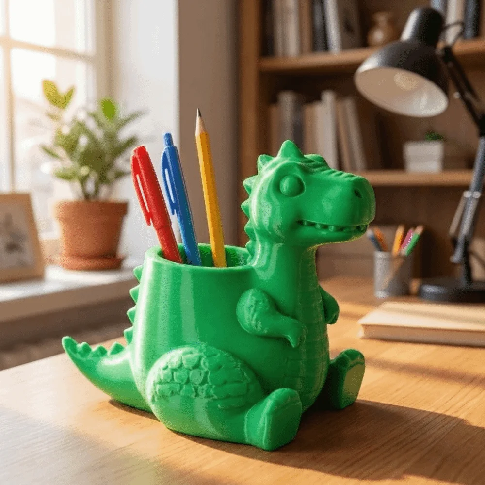Multi-Functional 3D Printed Dinosaur Pen Holder Cute T-Rex Shaped Desk Organizer Creative Plastic Pencil Holder Office Supply