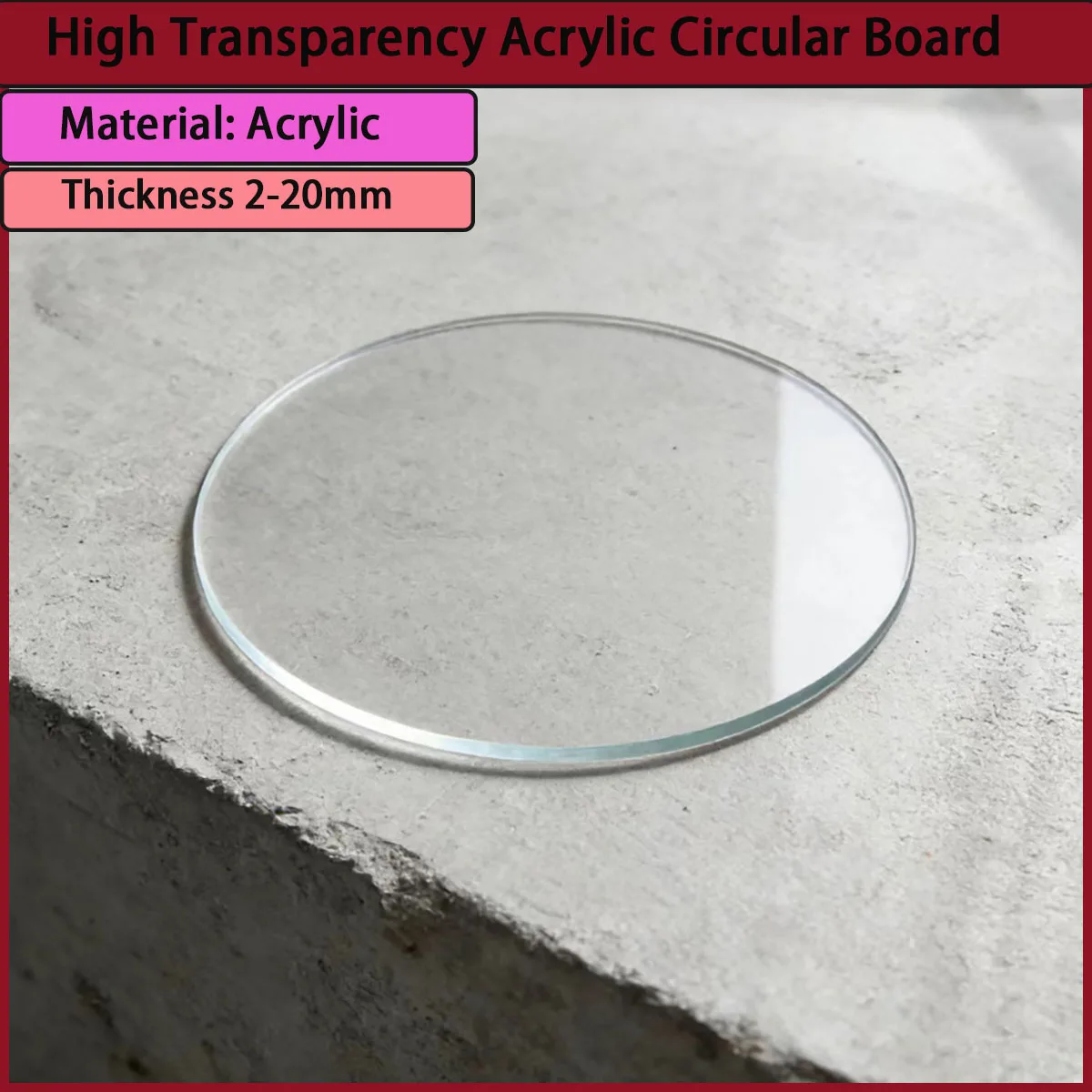 

2-20mm thick high transparent acrylic circular board for advertising light boxes, home decoration, etc