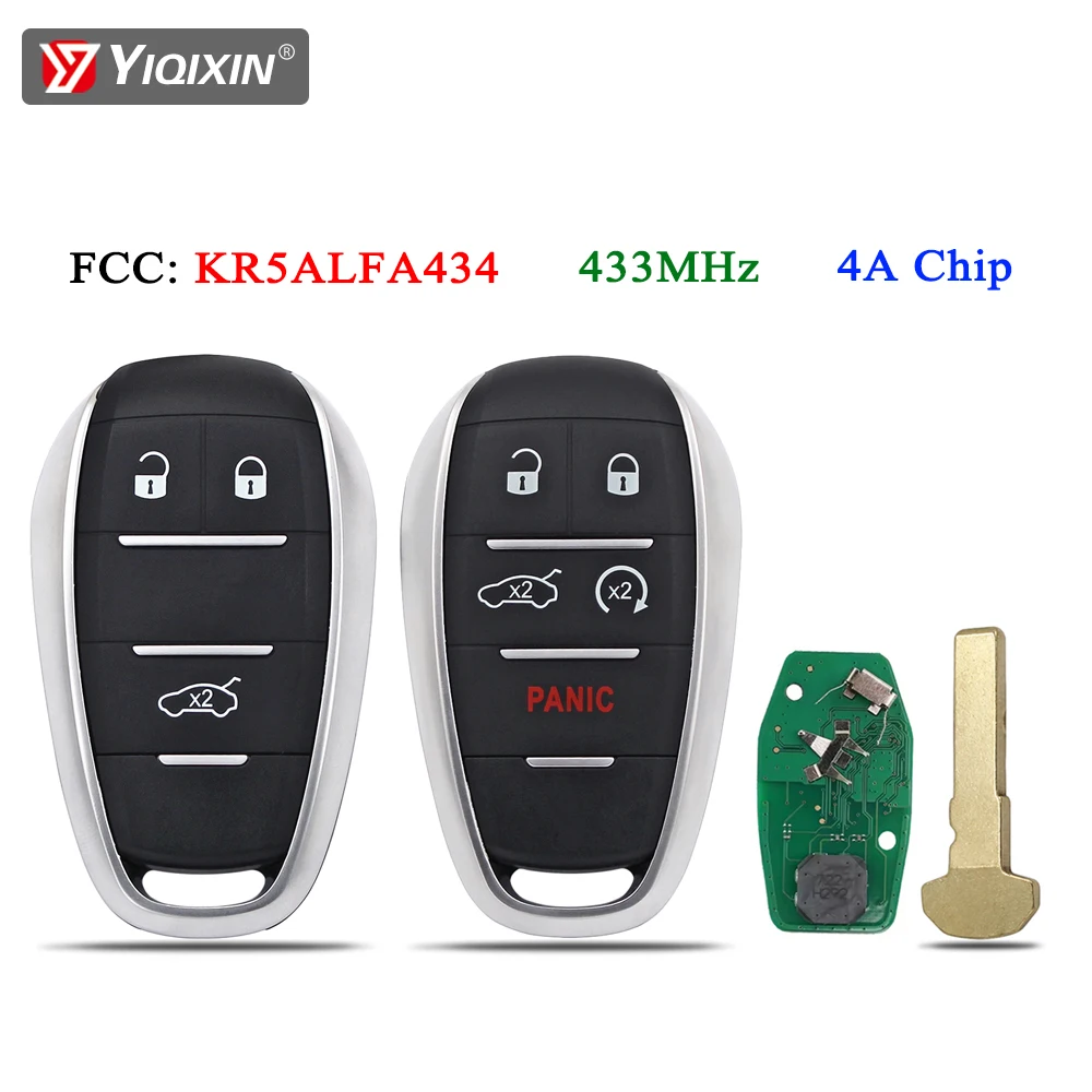 

Умный дистанционный ключ от автомобиля для Alfa Romeo Giulia Stelvio 2017 2018 2019 2020, чехол для ключа без ключа, 433 МГц, 4A, чип FCC KR5ALFA434