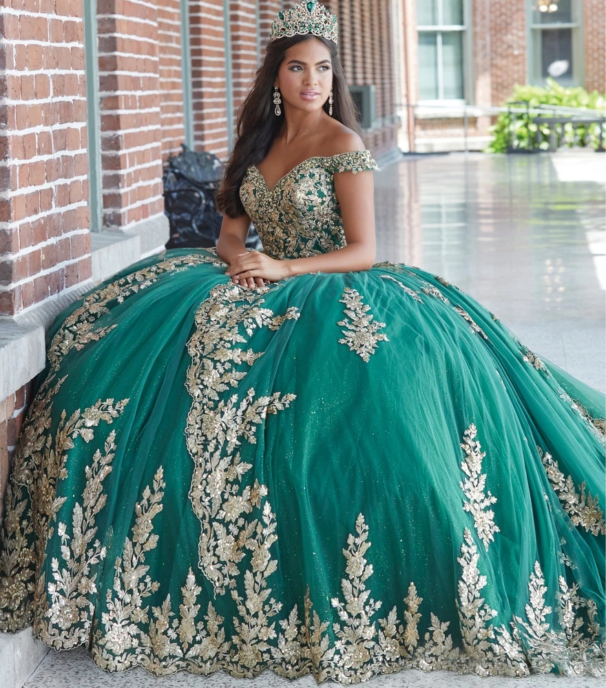 Vestidos De quinceañera De color verde oscuro personalizados, Vestido De baile con Apliques De encaje y cuentas, princesa dulce 15 16, Vestido De 15 Anos YQD165, 2023