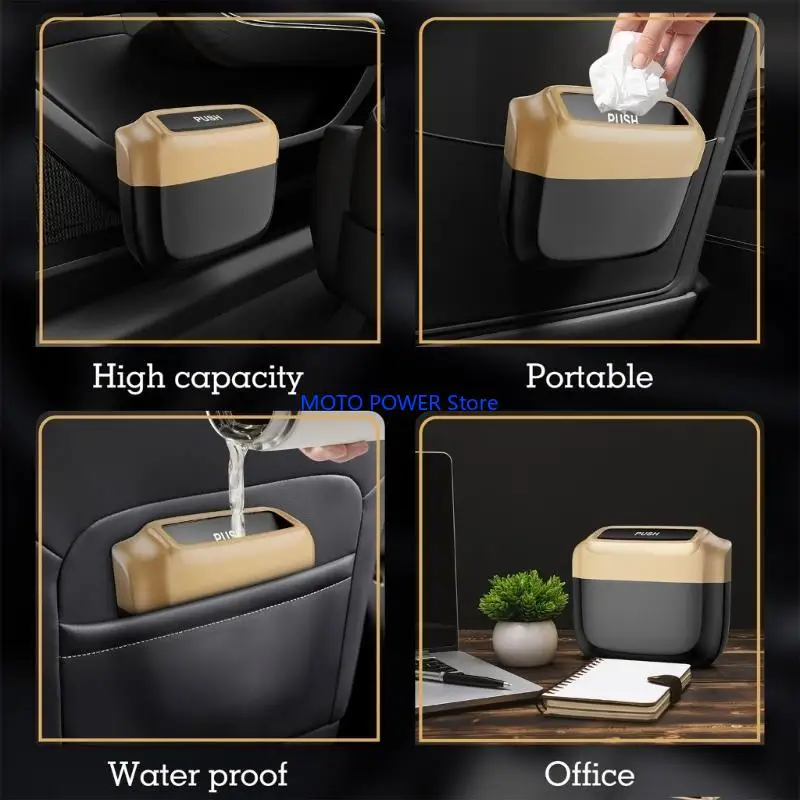 

G7ND Car Trash Can,Leakproof Small Trash Bin with Lid and Bags,Garbage Dust Case Storage Box Organizers
