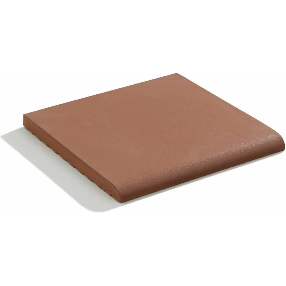 

6x6 Red Smooth Quarry Non-Slip Bullnose Tiles - Matte Finish, Suitable for Floors and Walls, Indoor and Outdoor, Ideal for Comme