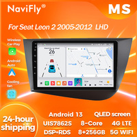 NaviFly 9inch Android 13 Intelligent Car Radio System Auto CarPlay For  SEAT Leon 2 MK2 2005-2012 LHD Multimedia Video Player 4G