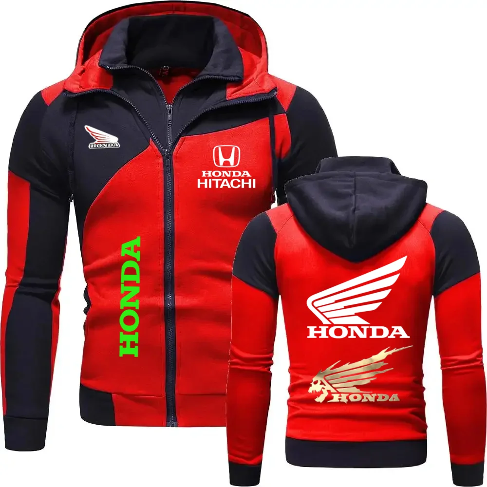 

Autumn Winter Honda Motorcycle Racing Hoodie Warm Fleece Zip Up Sweatshirt Casual Outdoor Sports Jacket For Fans