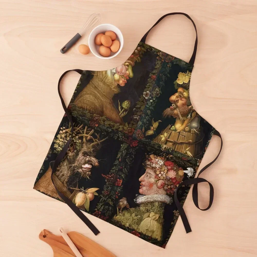 

The Four Seasons by Giuseppe Arcimboldo Apron Women's For Man Haircut Art Chef Uniform Women Apron